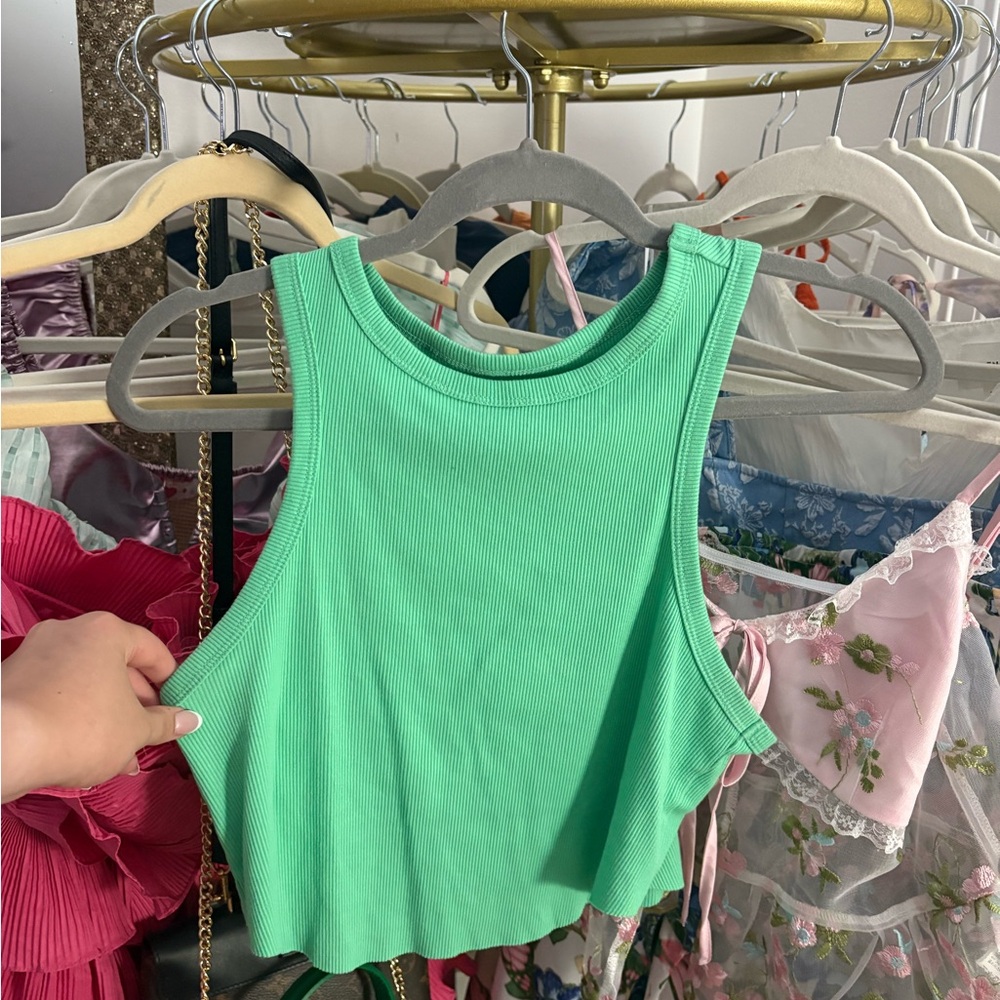 Wild Fable Green Sleeveless Crop Muscle Tee